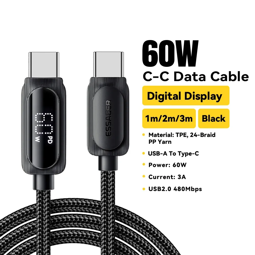 Câble USB Type-C vers USB-C 100 W 5 A PD, charge rapide, compatible MacBook, Xiaomi et Samsung, câble d'affichage numérique, 3 m 8