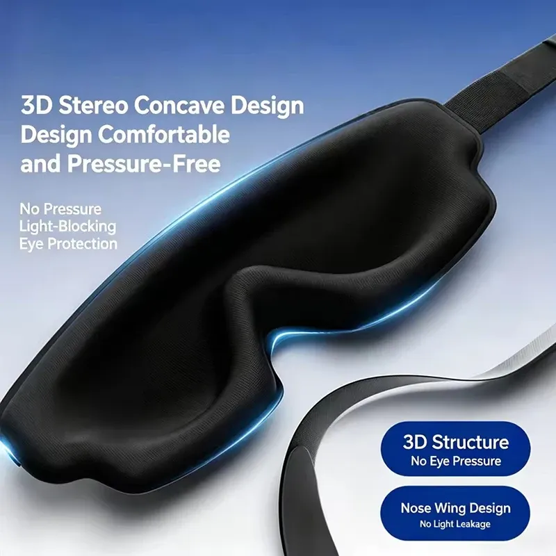 Masque de sommeil 3D profilé, cache-yeux concave, ajustable, bloque la lumière, pour femmes et hommes 3