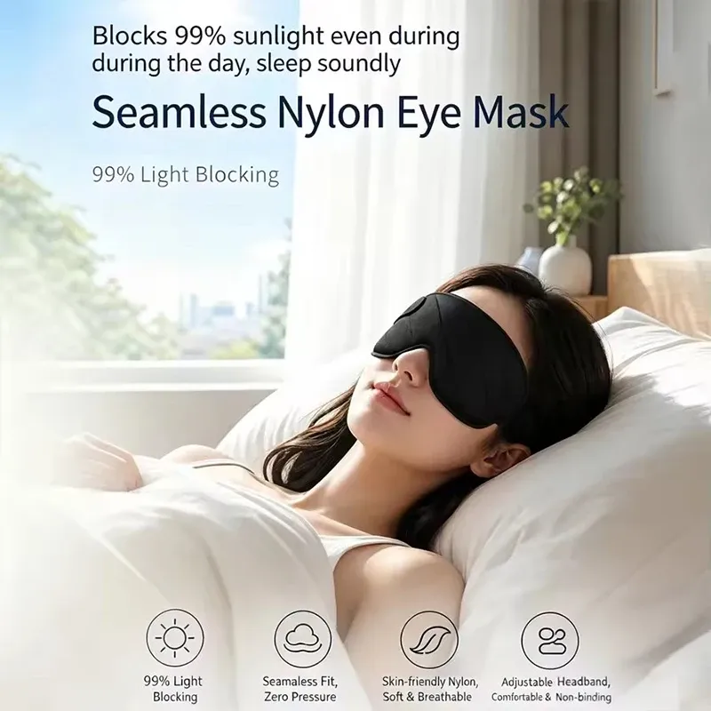 Masque de sommeil 3D profilé, cache-yeux concave, ajustable, bloque la lumière, pour femmes et hommes 4