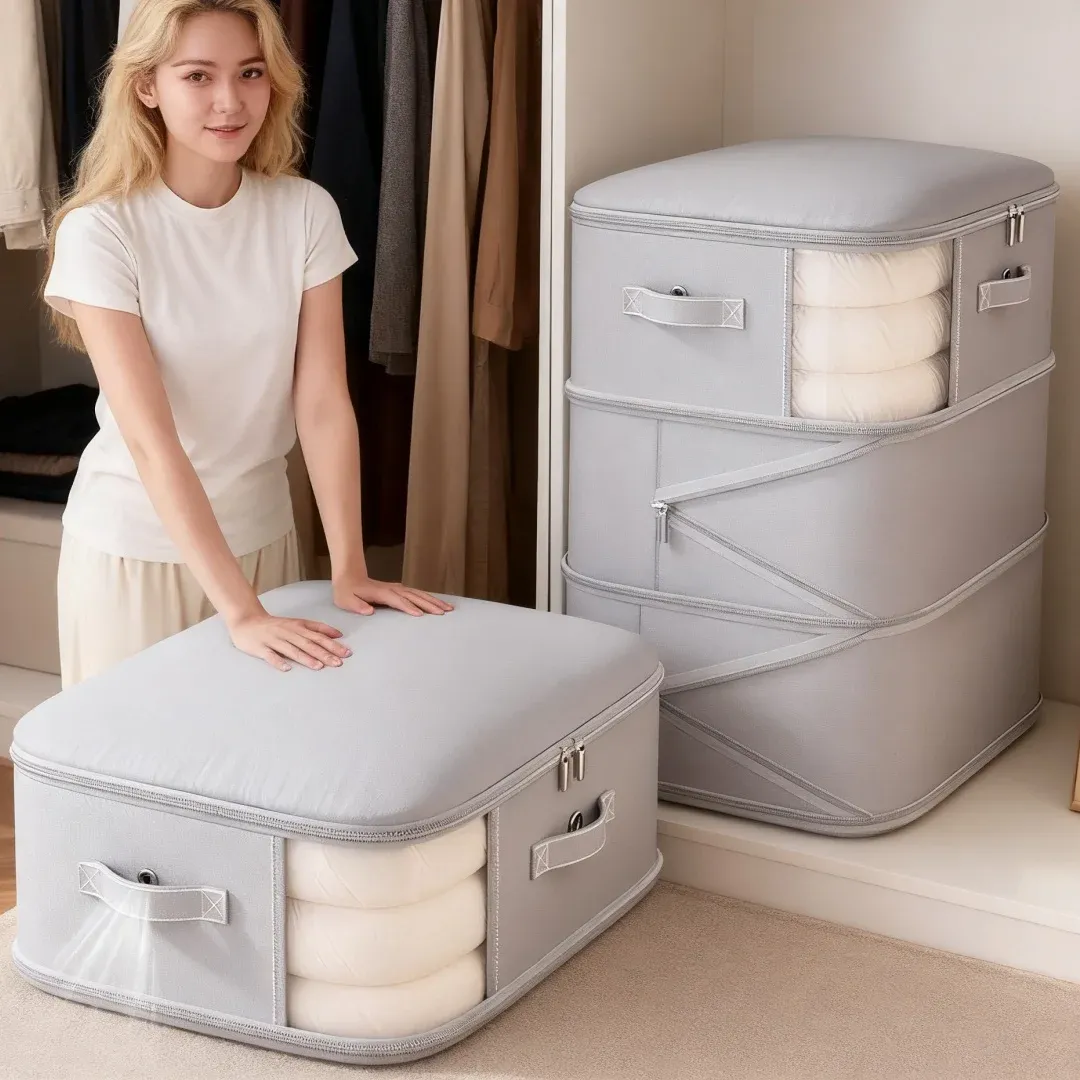 Sac de rangement sous vide grande capacité, pliable et extensible, pour vêtements, couettes et oreillers 1