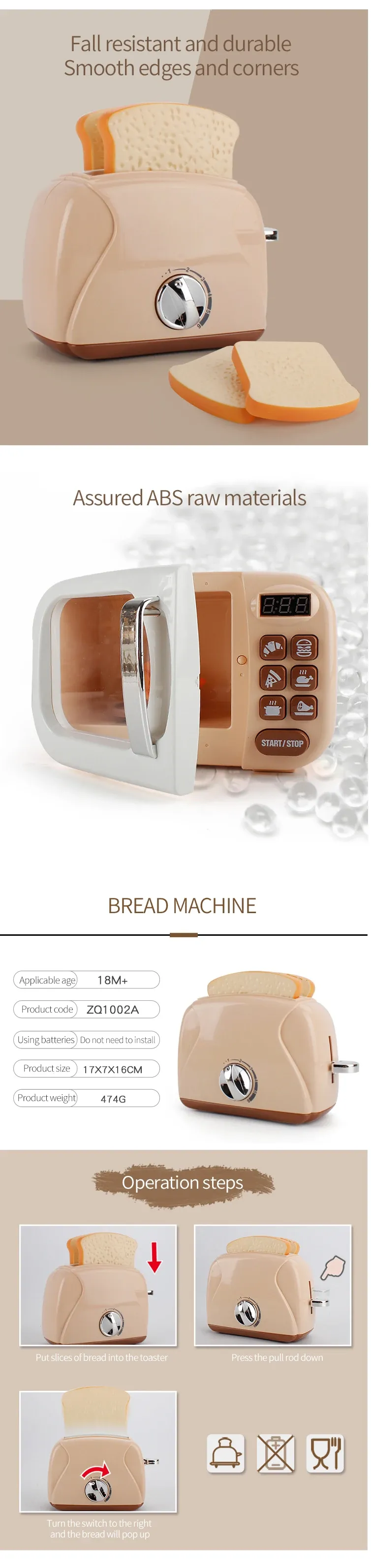 Détail des appareils de cuisine de simulation pour enfants