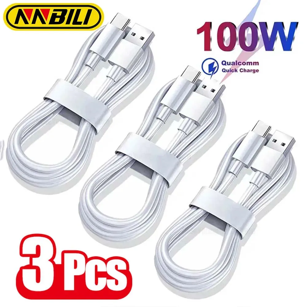 NNBILI Câble de charge USB-C 10 A 100 W à charge ultra-rapide, lot de 1 à 3 pièces, compatible Huawei, OPPO et vivo (non compatible iPhone, Xiaomi et Samsung) 1
