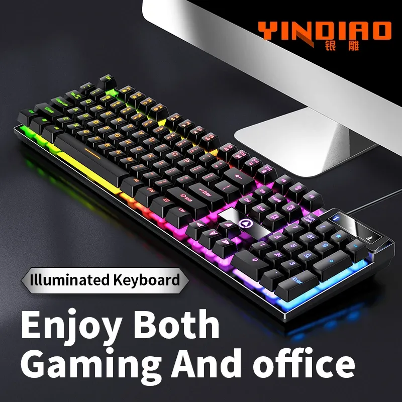 YINDIAO Clavier Gaming Filaire à Profil Bas avec Pavé Numérique pour PC et Ordinateur Portable 2