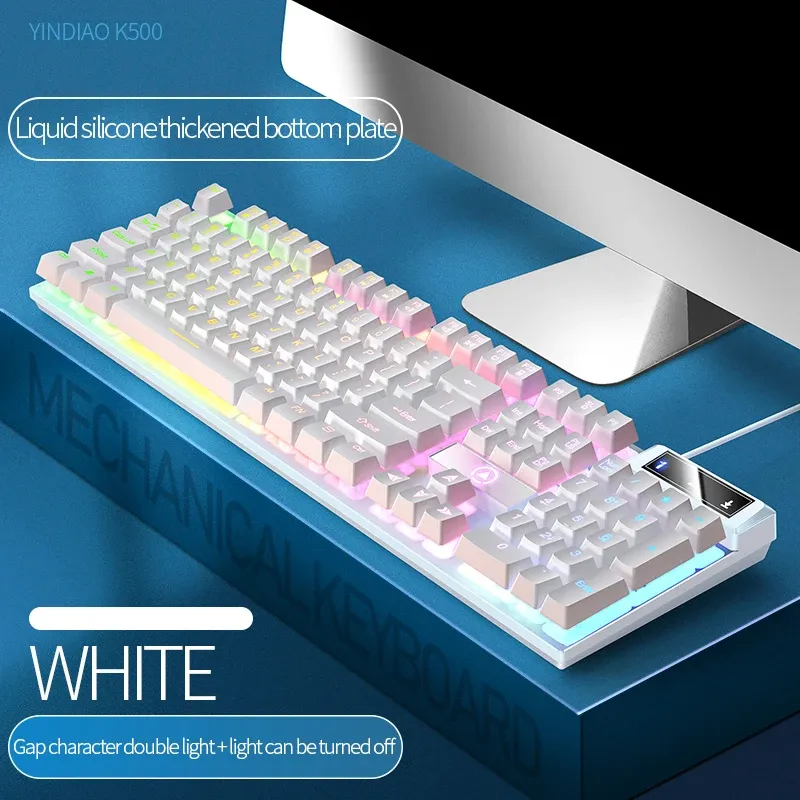 YINDIAO Clavier Gaming Filaire à Profil Bas avec Pavé Numérique pour PC et Ordinateur Portable 12