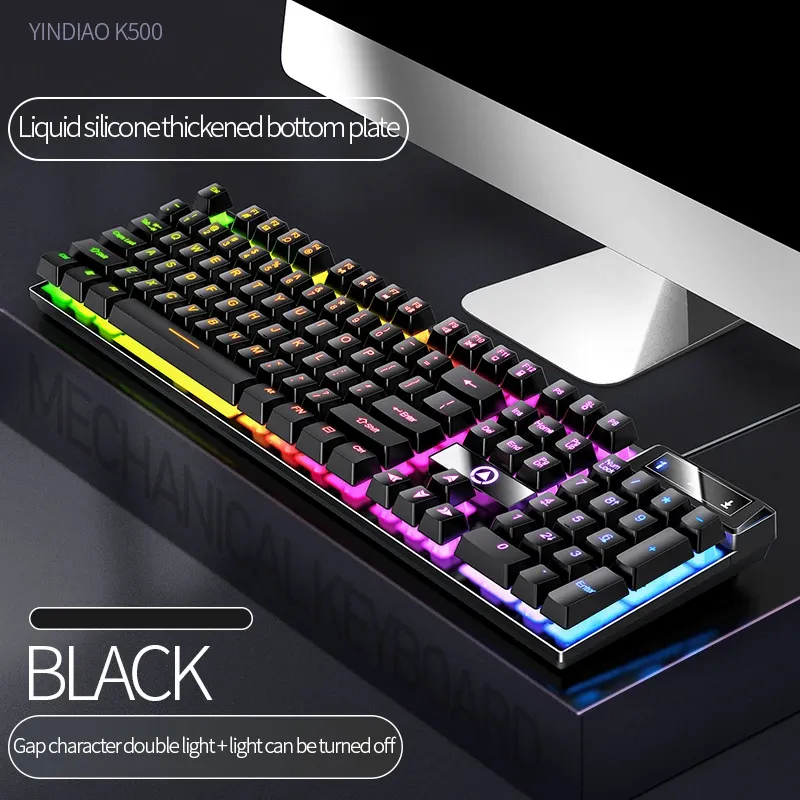 YINDIAO Clavier Gaming Filaire à Profil Bas avec Pavé Numérique pour PC et Ordinateur Portable 11