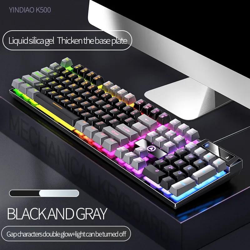 YINDIAO Clavier Gaming Filaire à Profil Bas avec Pavé Numérique pour PC et Ordinateur Portable 8