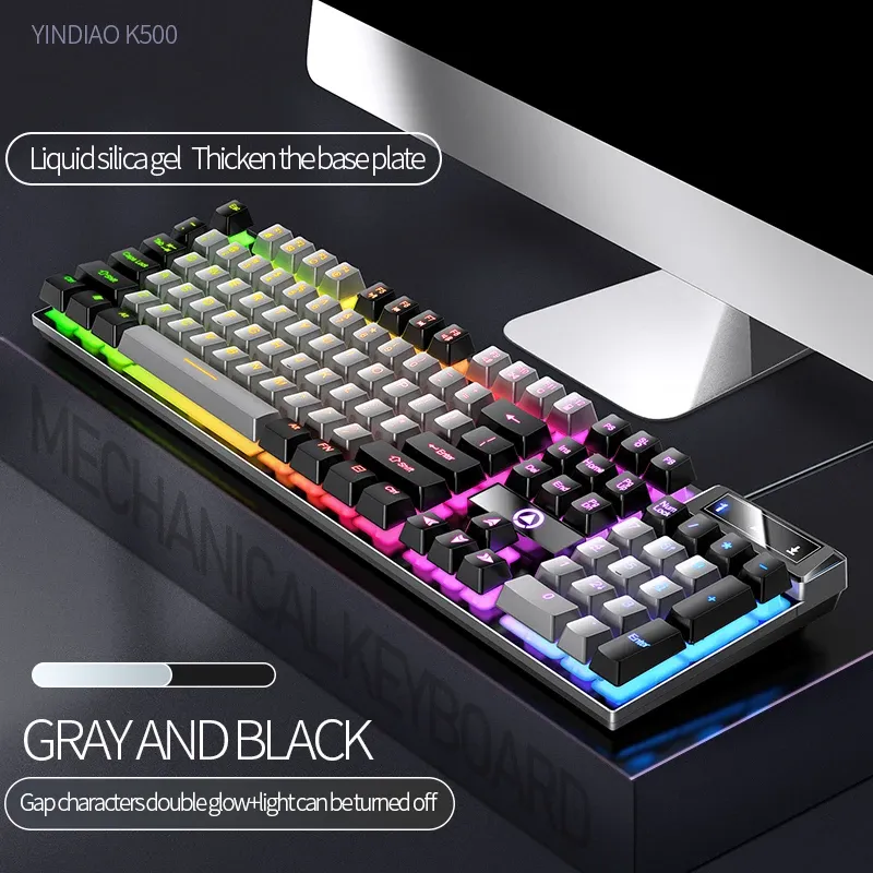 YINDIAO Clavier Gaming Filaire à Profil Bas avec Pavé Numérique pour PC et Ordinateur Portable 7