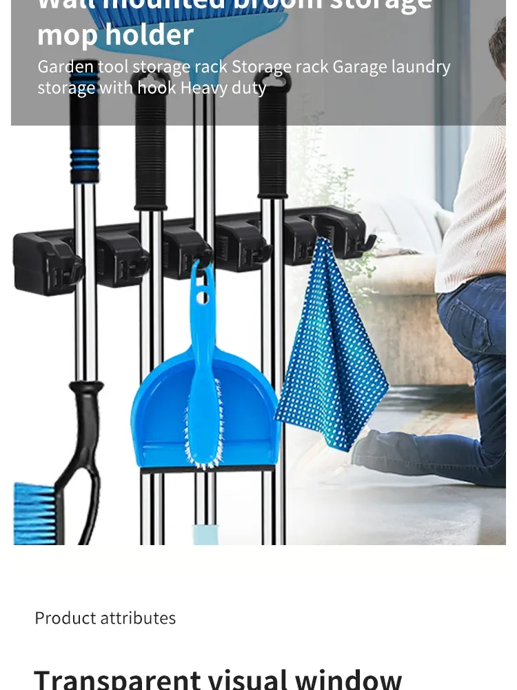 Support mural multifonctionnel pour outils de nettoyage