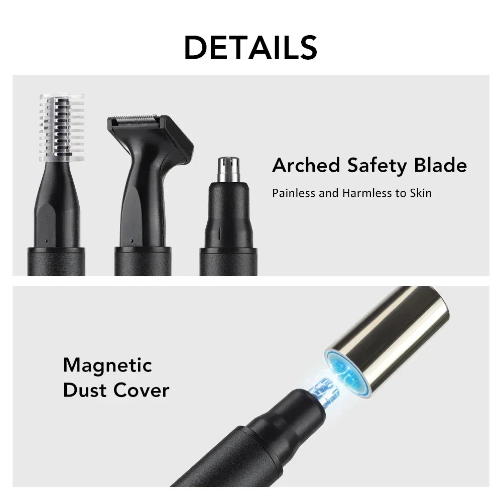 Tondeuse 3 en 1 pour homme à écran LED, barbe, sourcils et rasoir, rechargeable par USB 4