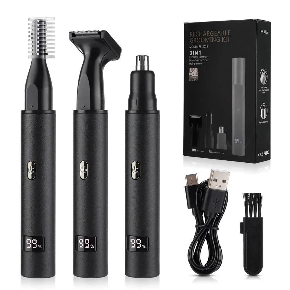 Tondeuse 3 en 1 pour homme à écran LED, barbe, sourcils et rasoir, rechargeable par USB 10