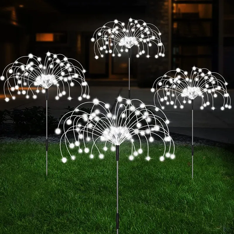 Lampe solaire LED effet feu d'artifice pour jardin et extérieur, guirlande lumineuse féerique étanche 11