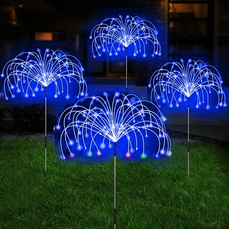 Lampe solaire LED effet feu d'artifice pour jardin et extérieur, guirlande lumineuse féerique étanche 10