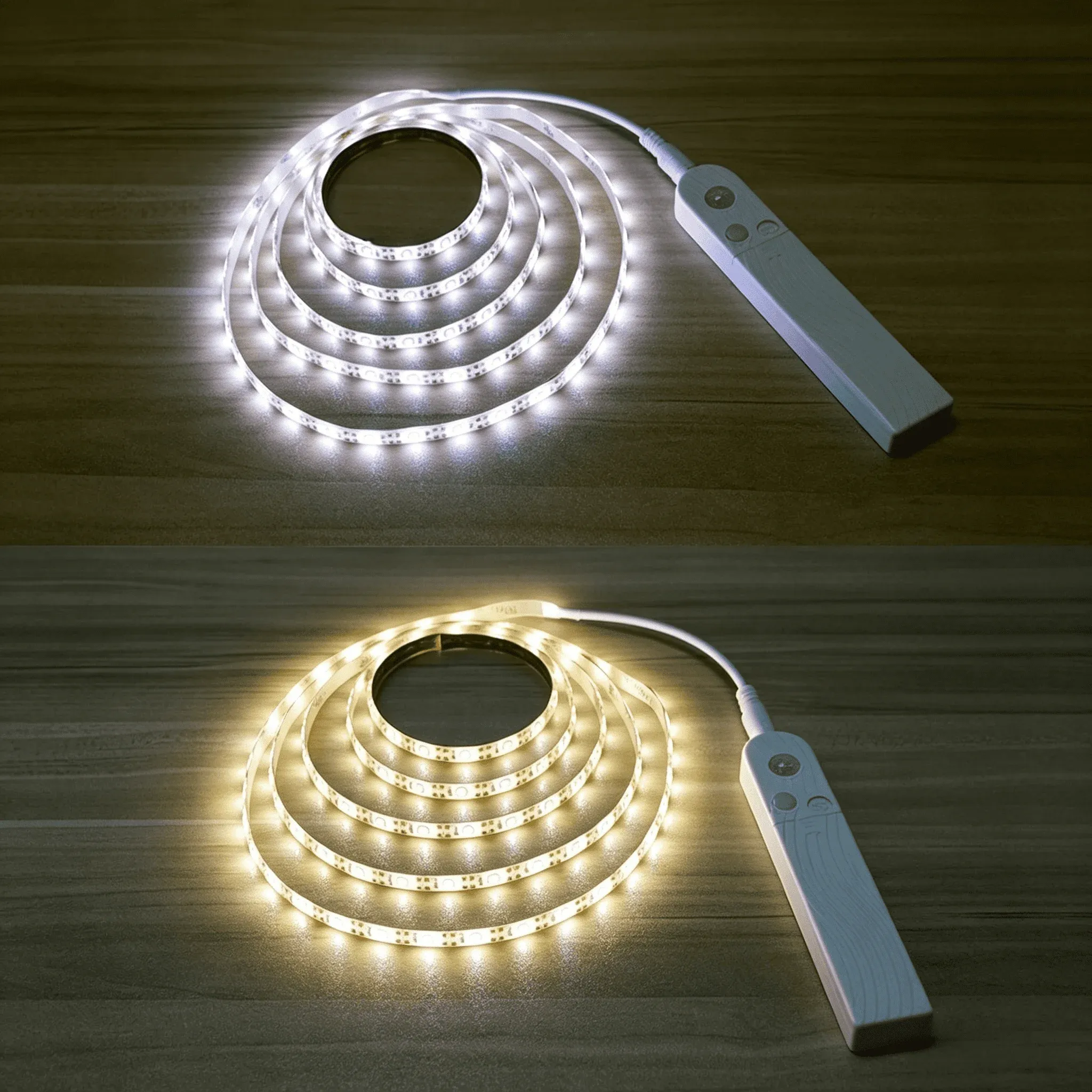 Bande LED avec capteur de mouvement PIR (portée de 1 à 5 m) – Veilleuse sans fil sur batterie pour armoires, escaliers, chambres et cuisines 4