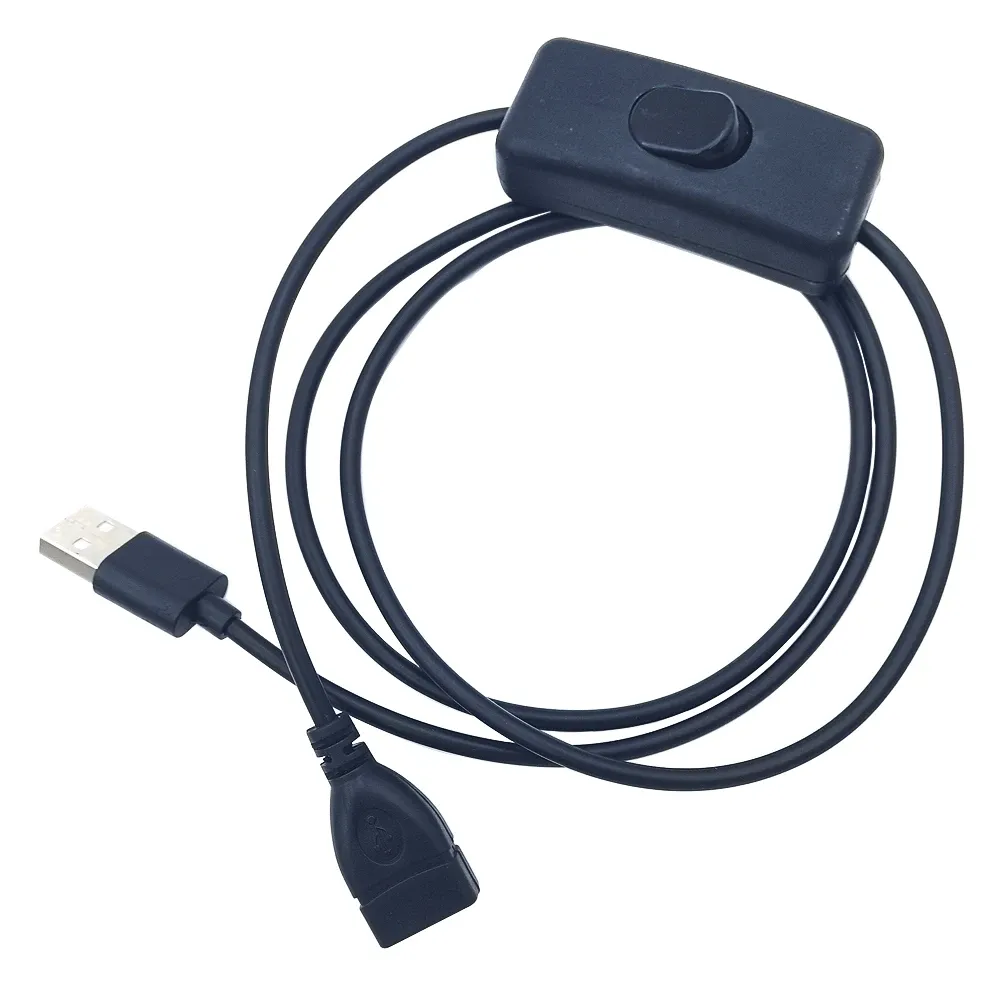 Câble USB avec interrupteur marche/arrêt en noir et blanc