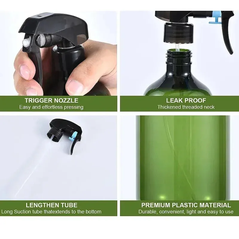Bouteille pulvérisatrice rechargeable en plastique 300 ml, à tête réglable et anti-fuite 3