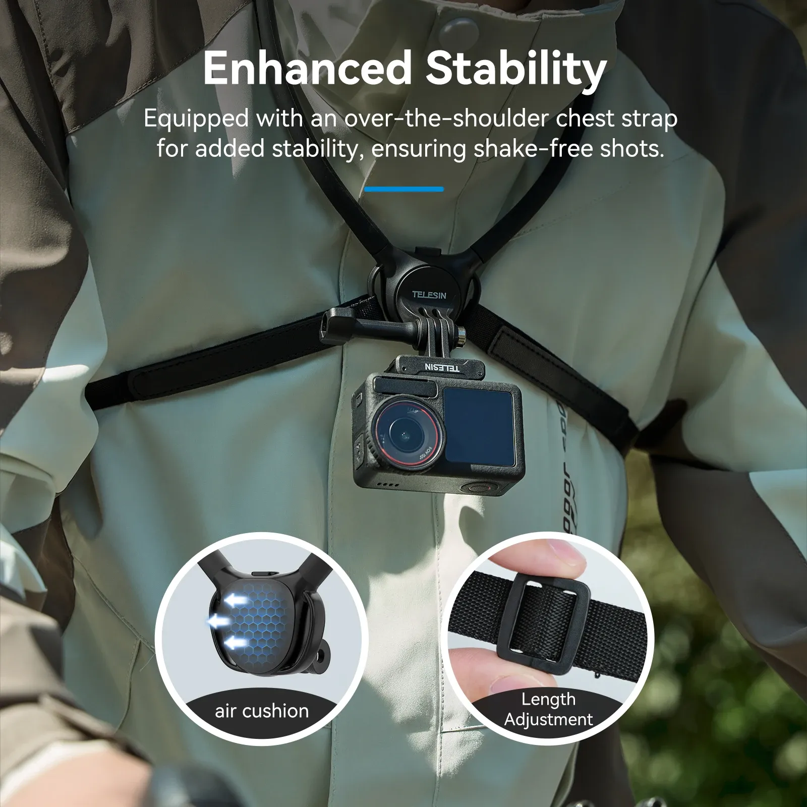 Support de cou TELESIN 2 en 1 pour téléphone et caméra d'action, compatible GoPro, Insta360, DJI OSMO Action 3