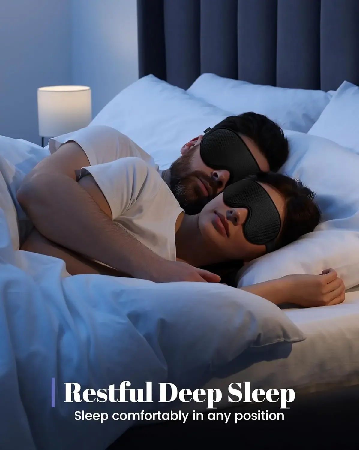 Masque de sommeil en 3D, respirant et doux, réglable pour un confort optimal la nuit 2
