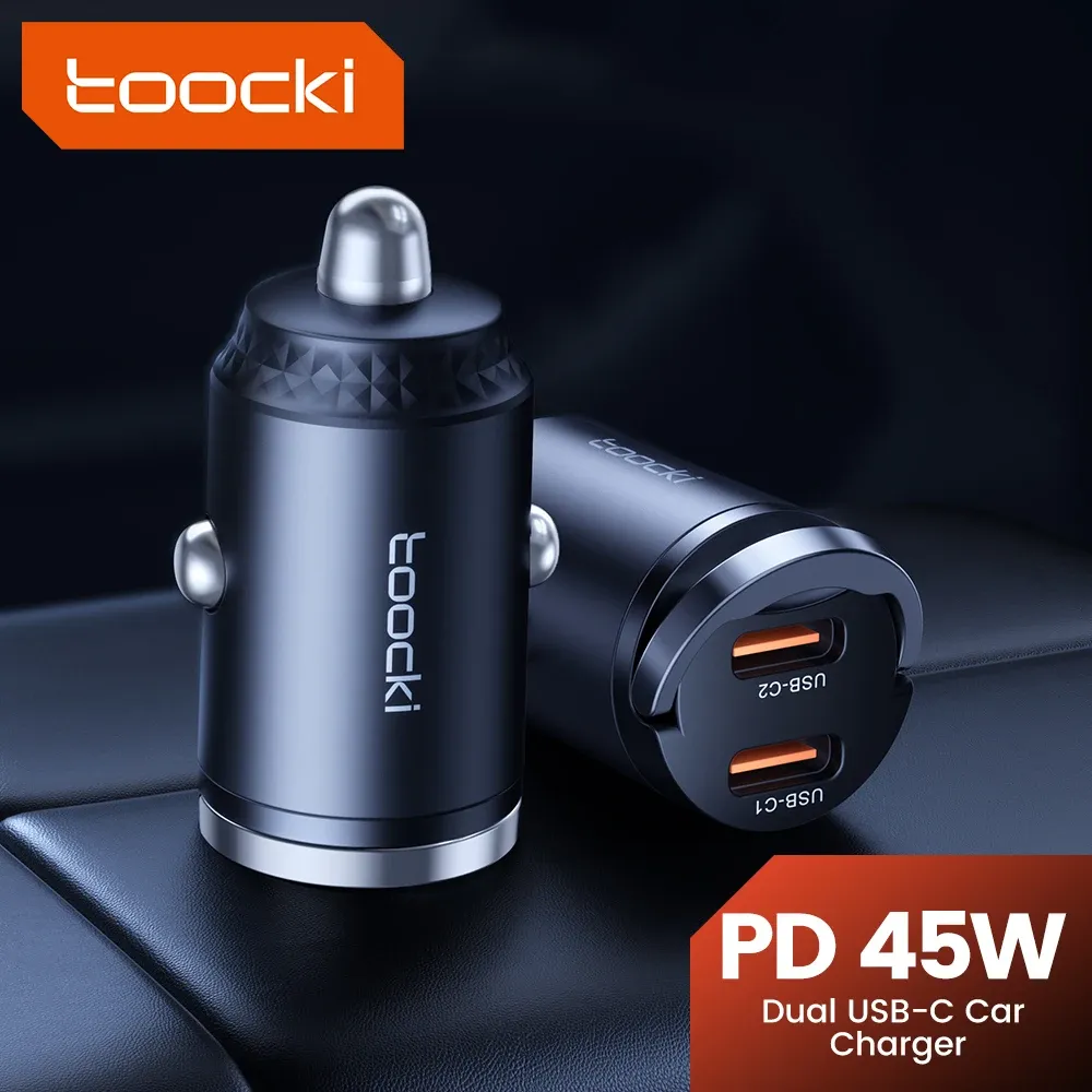 Toocki Chargeur de voiture 45W double ports USB Type-C, charge rapide 3.0, compatible FCP et SCP, pour iPhone, Xiaomi, Huawei et Samsung