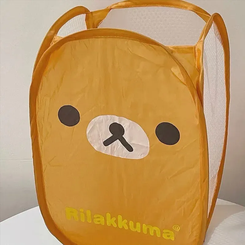 Nouveau panier à linge pliable en maille Rilakkuma, grande capacité, mignon, portable, pour dortoir et usage domestique 2