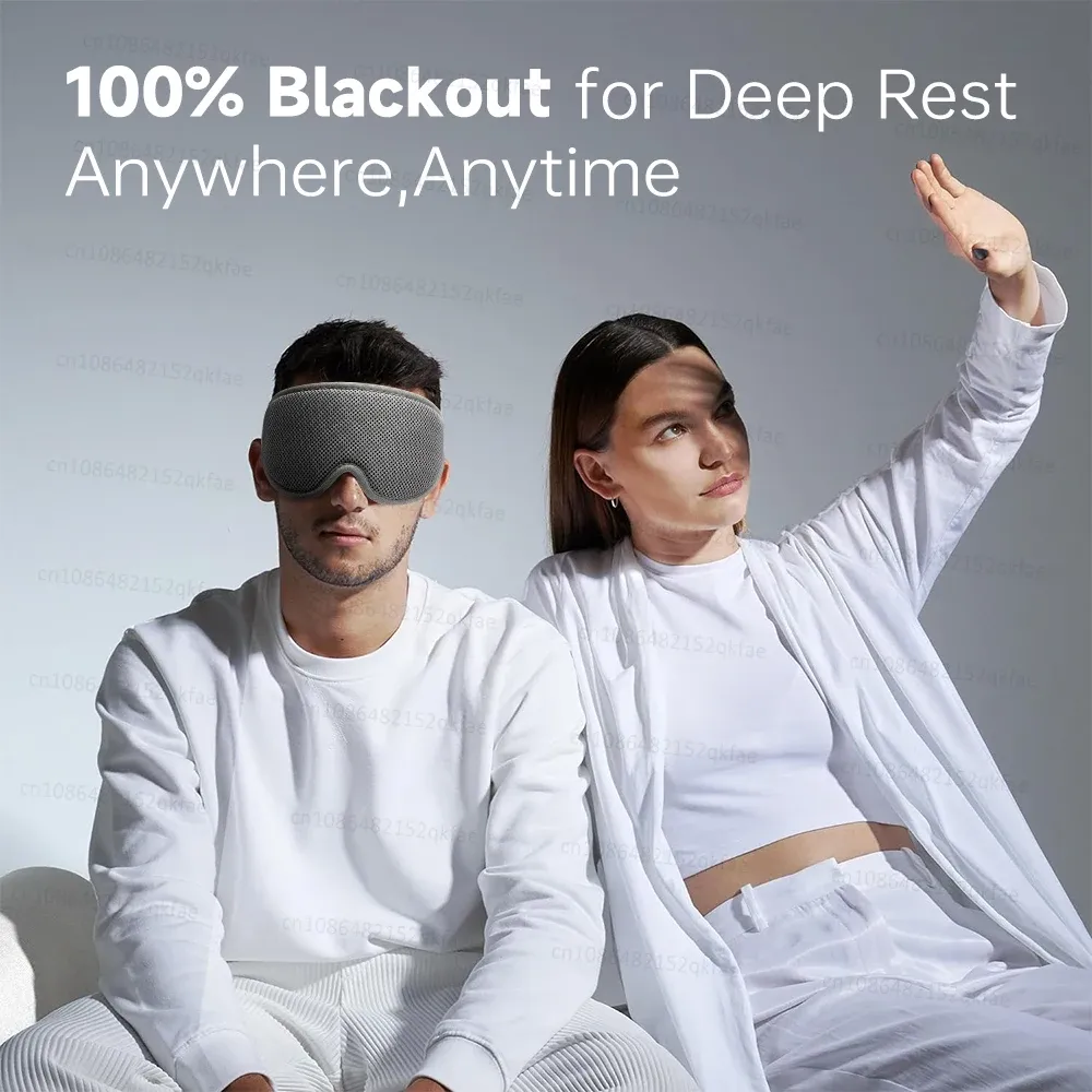 Masque de sommeil 3D pour hommes et femmes, 100 % occultant, sans pression sur les yeux, bandeau réglable 2