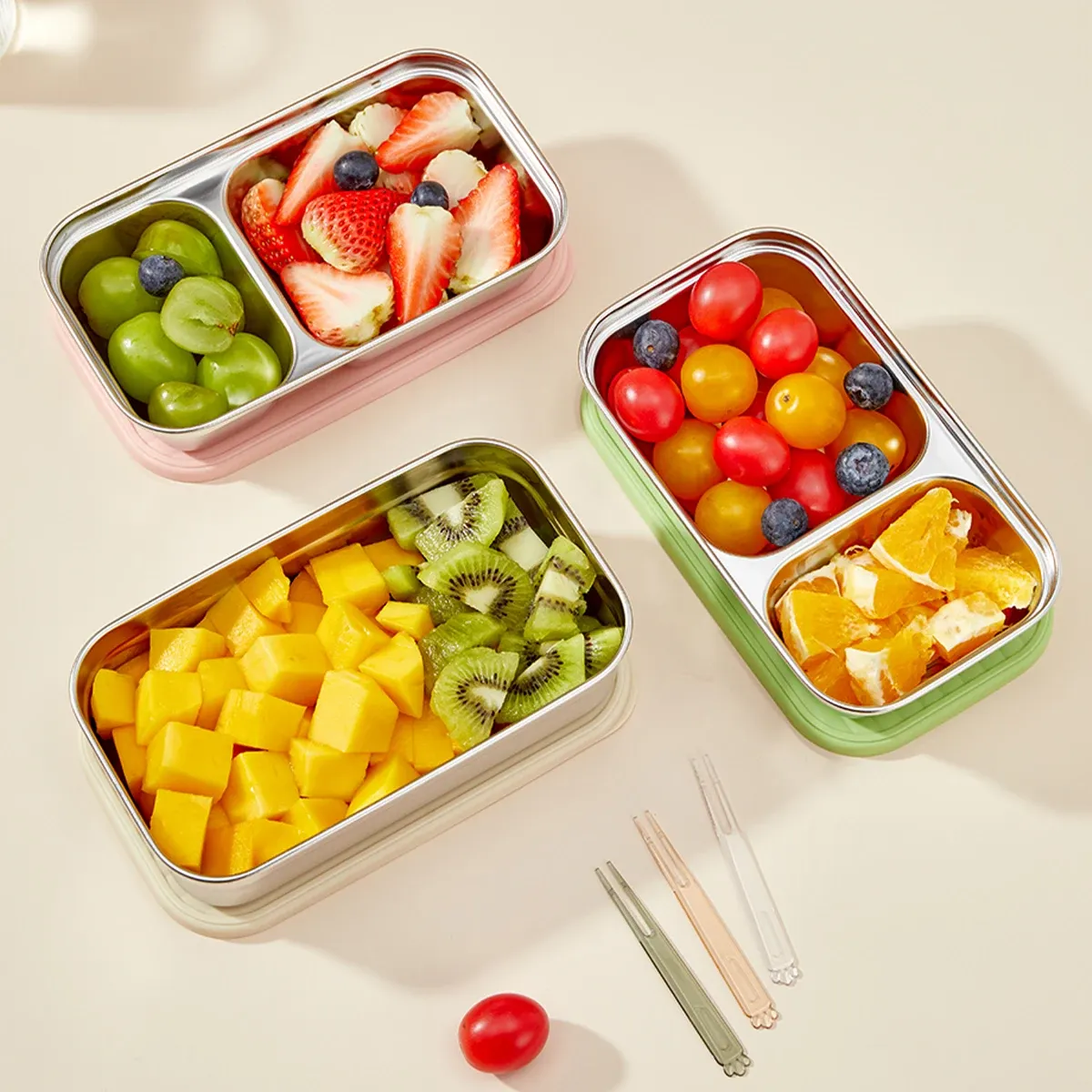 Boîte à déjeuner en acier inoxydable, repas de fruits