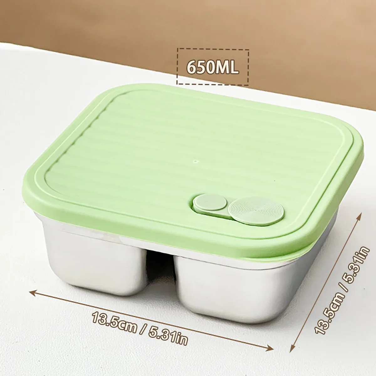 WORTHBUY Boîte à déjeuner portable en acier inoxydable 304 avec couvercle, récipient alimentaire pour salade de fruits, boîte Bento empilable anti-fuite pour étudiant 27