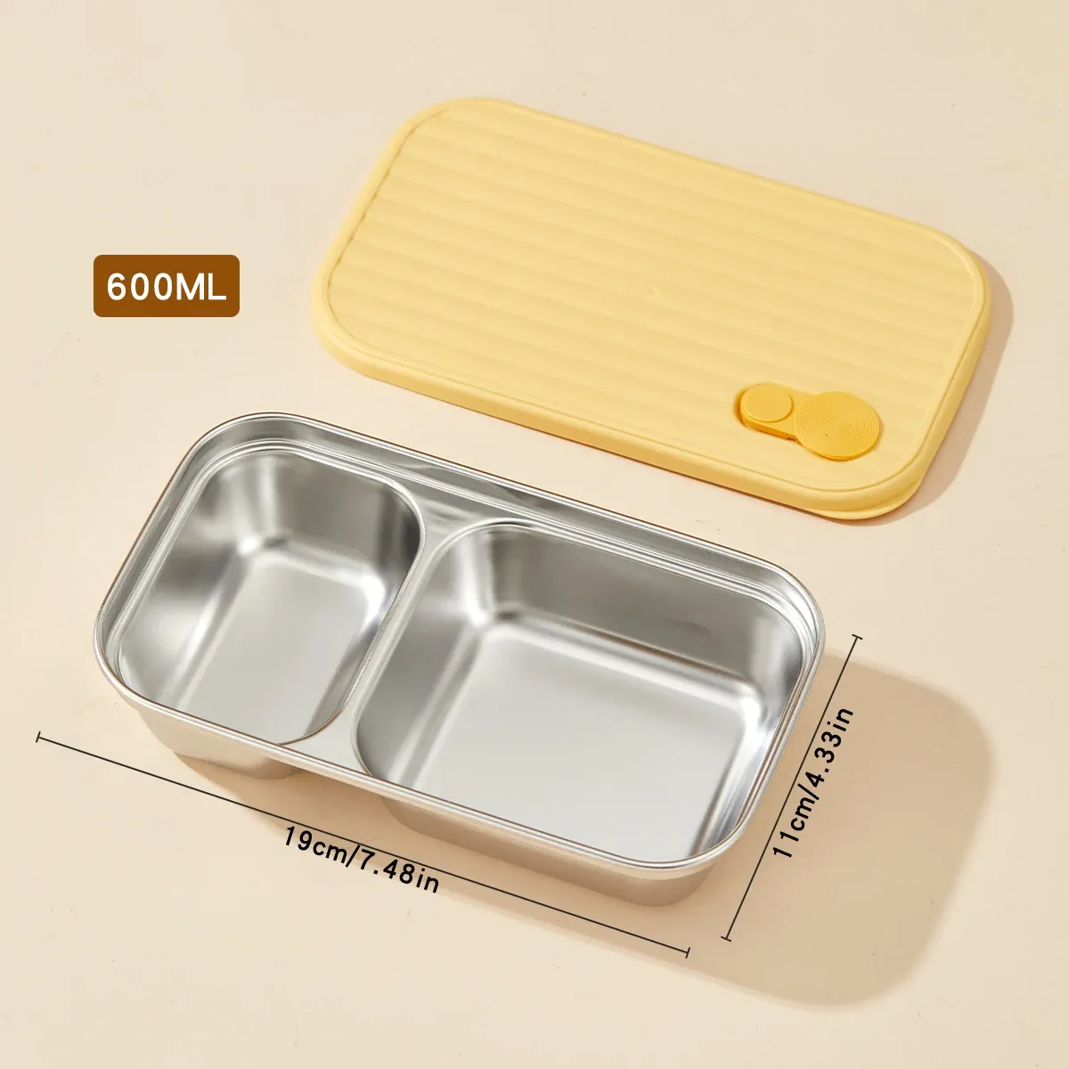 WORTHBUY Boîte à déjeuner portable en acier inoxydable 304 avec couvercle, récipient alimentaire pour salade de fruits, boîte Bento empilable anti-fuite pour étudiant 19