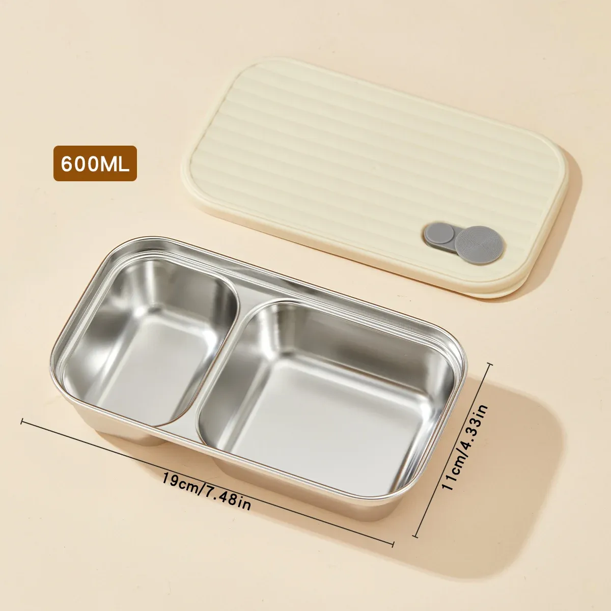 WORTHBUY Boîte à déjeuner portable en acier inoxydable 304 avec couvercle, récipient alimentaire pour salade de fruits, boîte Bento empilable anti-fuite pour étudiant 7