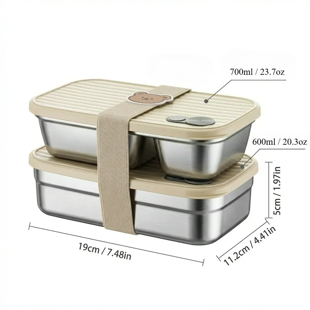 WORTHBUY Boîte à déjeuner portable en acier inoxydable 304 avec couvercle, récipient alimentaire pour salade de fruits, boîte Bento empilable anti-fuite pour étudiant 12