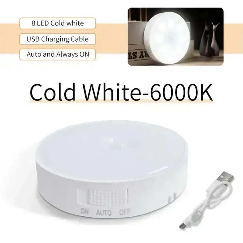 Veilleuses d'intérieur rechargeables USB avec détecteur de mouvement, veilleuse magnétique sans fil pour placard et escalier 9