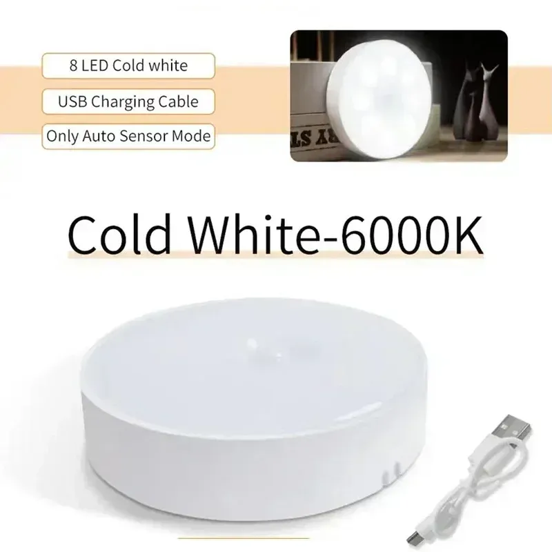 Veilleuses d'intérieur rechargeables USB avec détecteur de mouvement, veilleuse magnétique sans fil pour placard et escalier 7