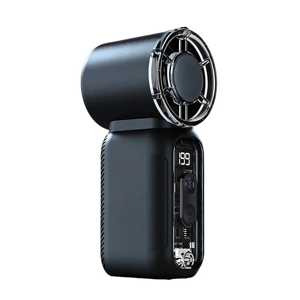 Hmm, the source is already in French. A clean, professional version would be:

Mini ventilateur portable de poche avec écran numérique, rechargeable par USB, idéal pour l'extérieur 7