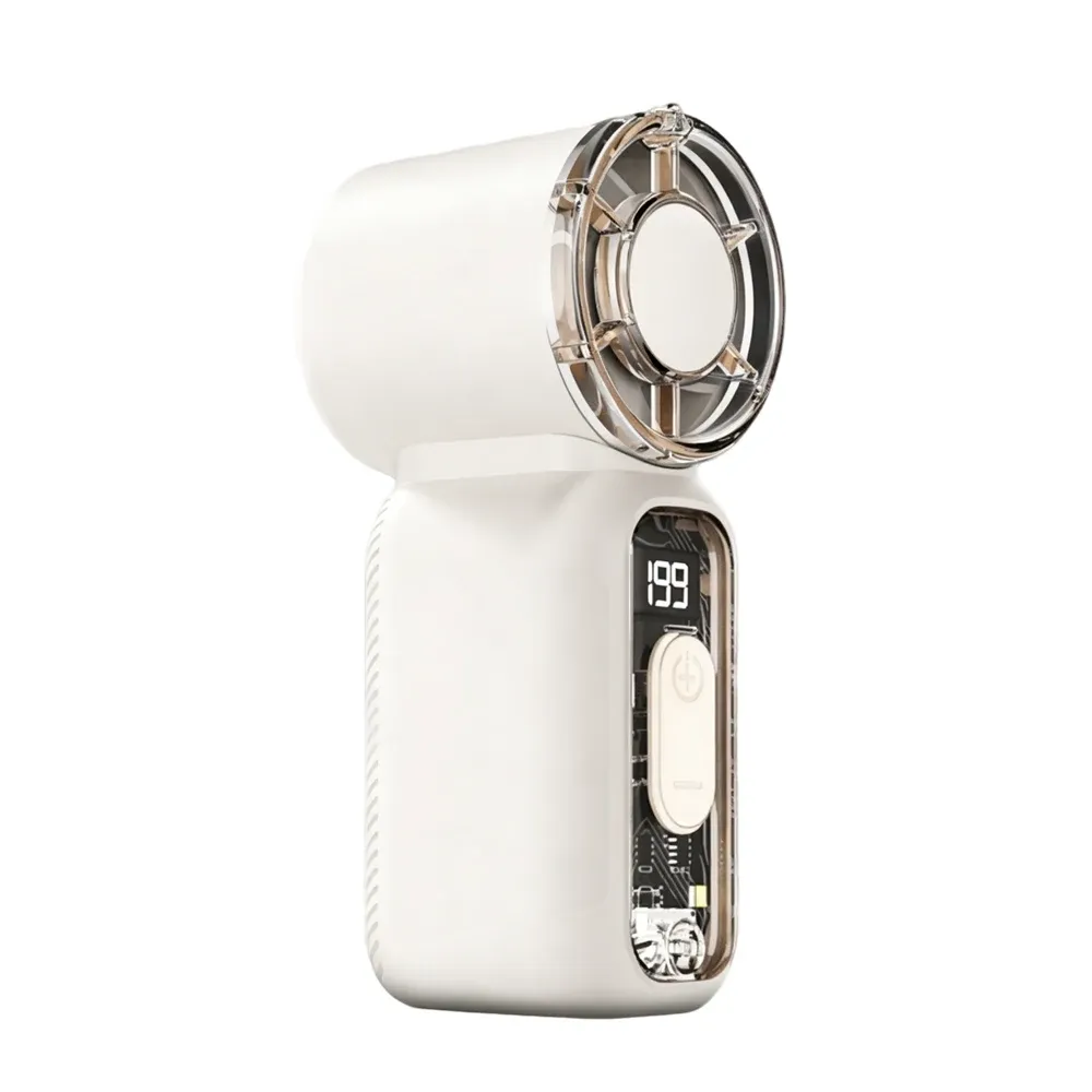Hmm, the source is already in French. A clean, professional version would be:

Mini ventilateur portable de poche avec écran numérique, rechargeable par USB, idéal pour l'extérieur 9