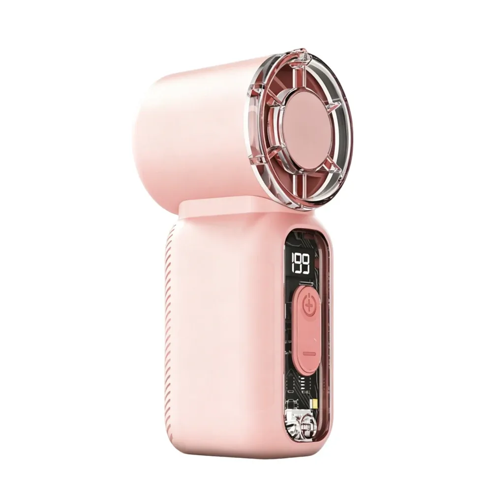 Hmm, the source is already in French. A clean, professional version would be:

Mini ventilateur portable de poche avec écran numérique, rechargeable par USB, idéal pour l'extérieur 8