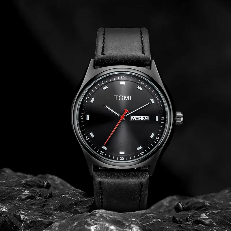 Montre minimaliste pour hommes, style affaires et décontracté, montre à quartz unisexe polyvalente et tendance, avec calendrier 4