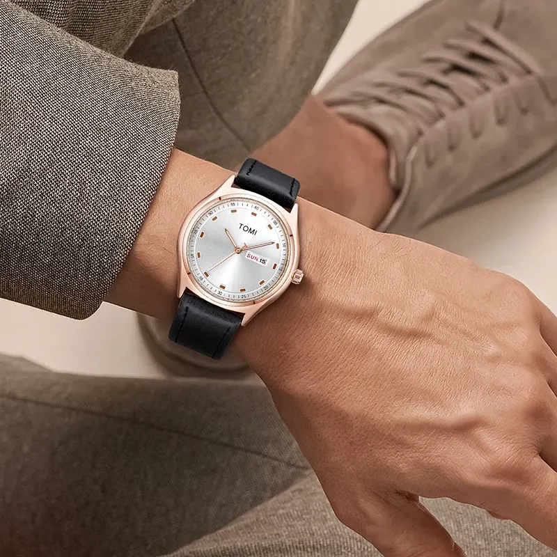 Montre minimaliste pour hommes, style affaires et décontracté, montre à quartz unisexe polyvalente et tendance, avec calendrier 6