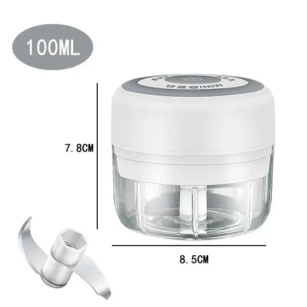 Hachoir électrique 100 ml / 250 ml, hachoir rotatif à ail, presse-ail et coupe-légumes 19