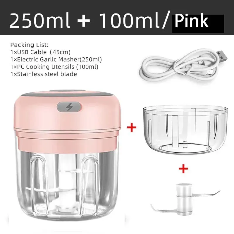 Hachoir électrique 100 ml / 250 ml, hachoir rotatif à ail, presse-ail et coupe-légumes 15
