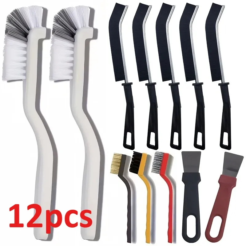Ensemble de brosses de nettoyage à long manche, 12/7/5 pièces, pour carrelage, coulis, douche et four 9