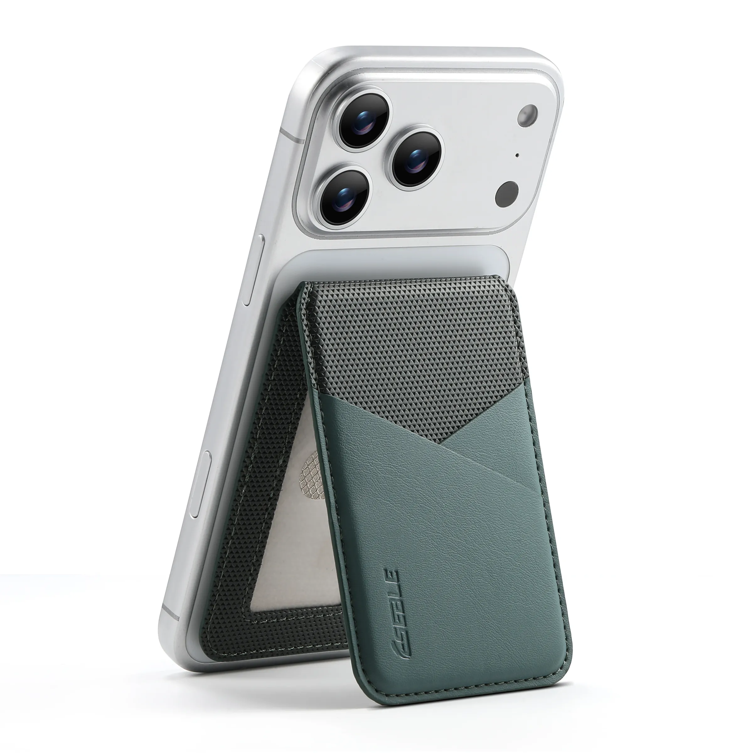 Portefeuille de luxe en cuir pour cartes de visite, porte-cartes compatible MagSafe pour iPhone et Samsung Galaxy, design géométrique fin 2