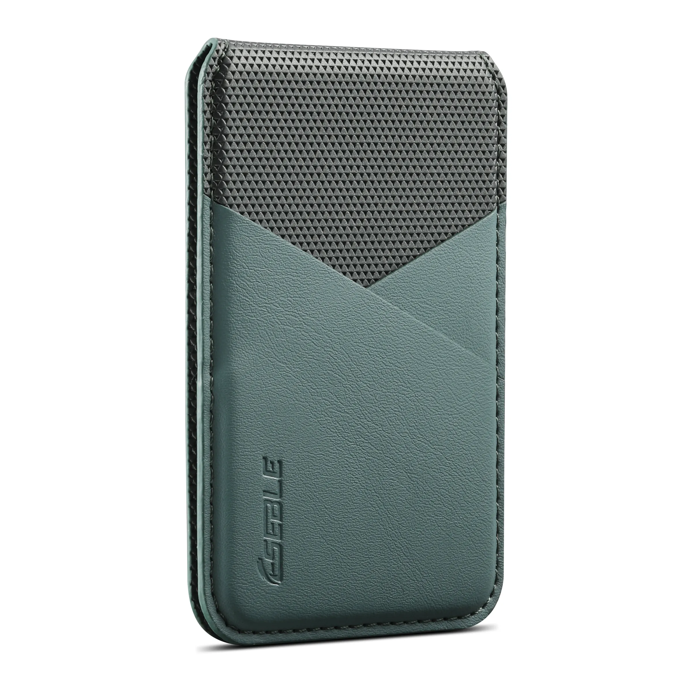 Portefeuille de luxe en cuir pour cartes de visite, porte-cartes compatible MagSafe pour iPhone et Samsung Galaxy, design géométrique fin 3