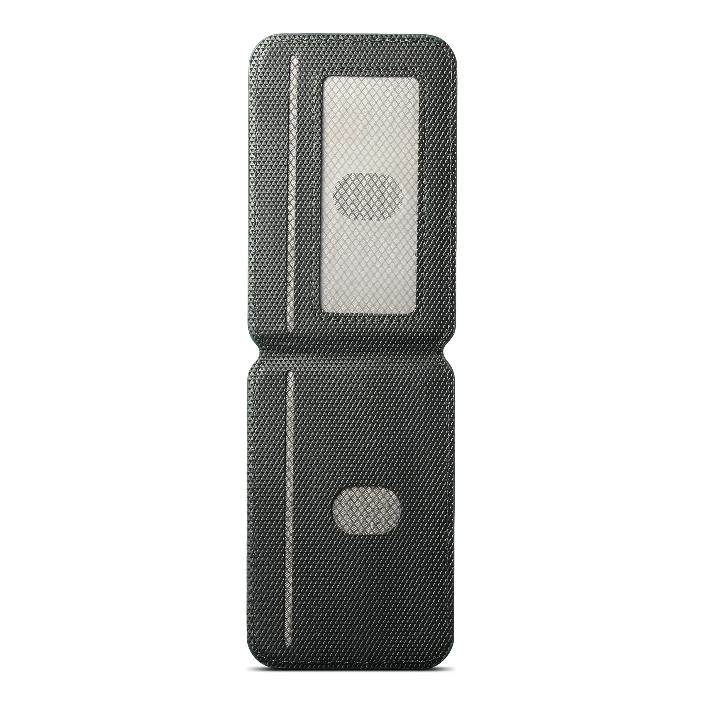 Portefeuille de luxe en cuir pour cartes de visite, porte-cartes compatible MagSafe pour iPhone et Samsung Galaxy, design géométrique fin 4