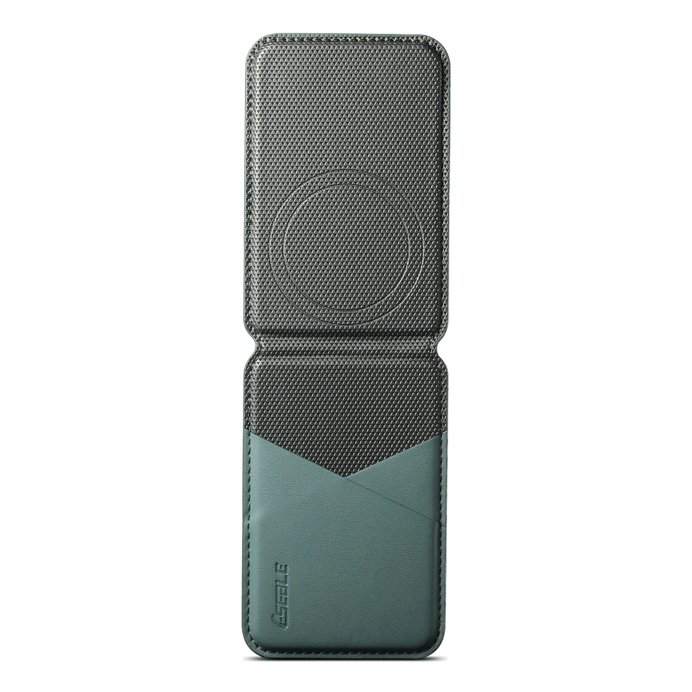 Portefeuille de luxe en cuir pour cartes de visite, porte-cartes compatible MagSafe pour iPhone et Samsung Galaxy, design géométrique fin 5