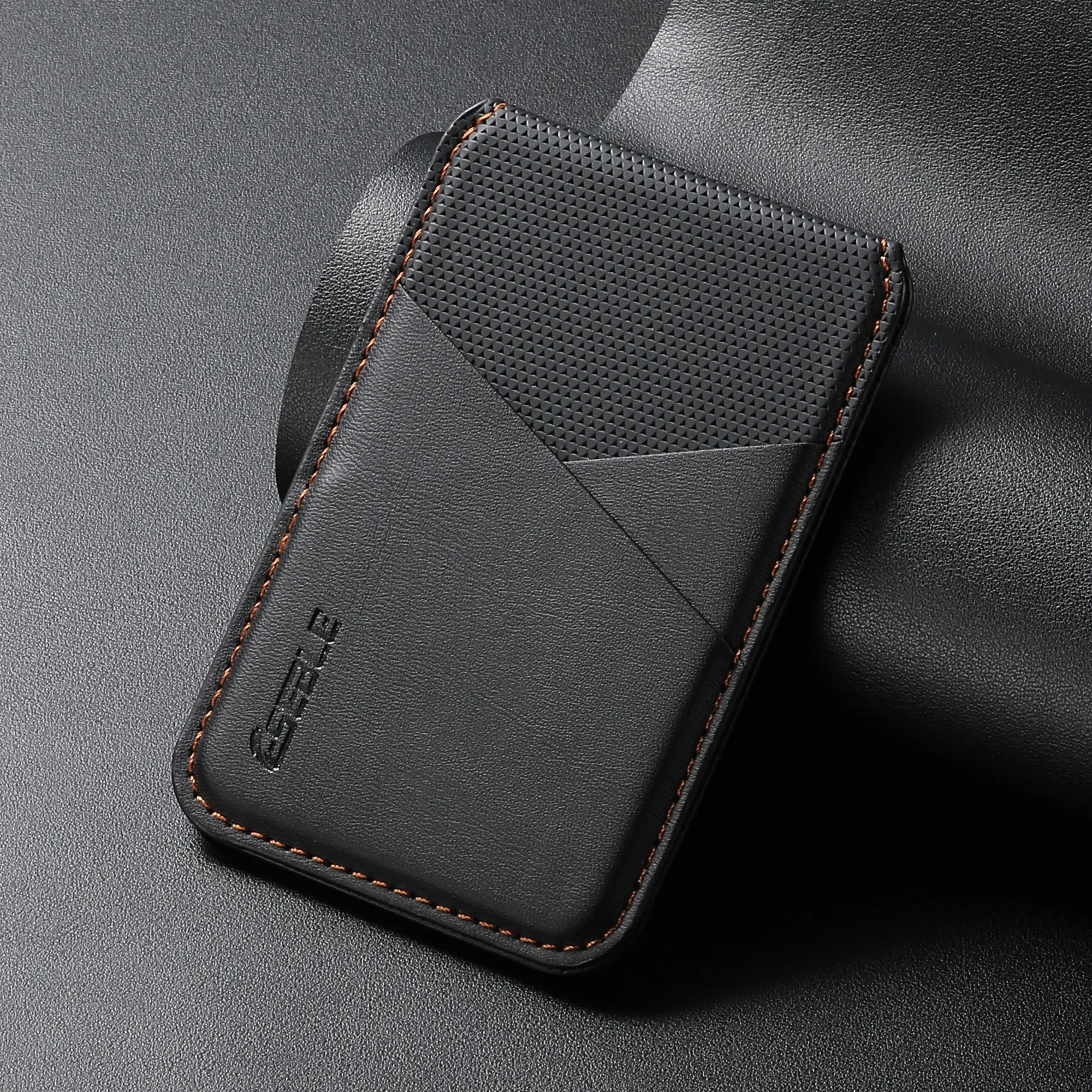 Portefeuille de luxe en cuir pour cartes de visite, porte-cartes compatible MagSafe pour iPhone et Samsung Galaxy, design géométrique fin 10