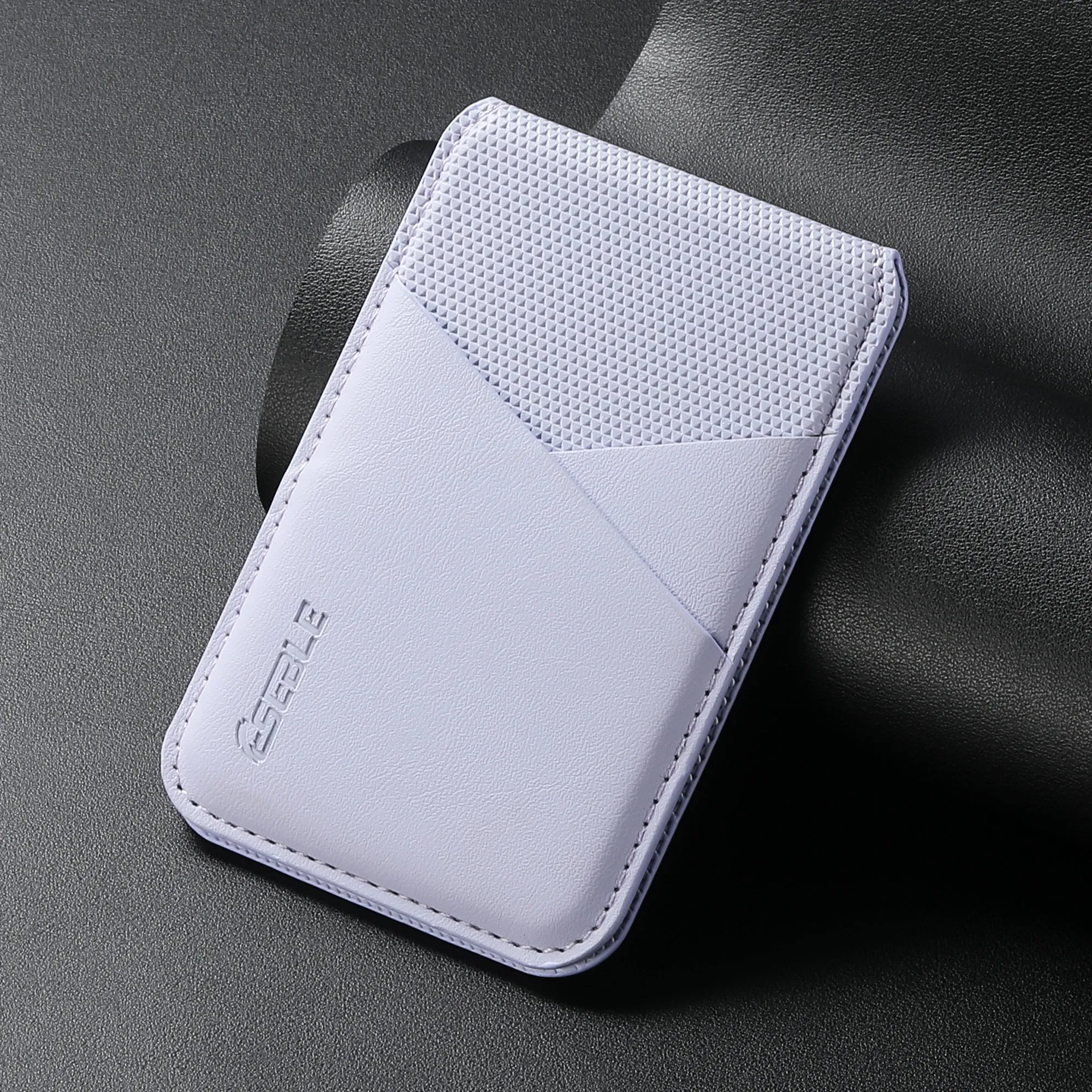Portefeuille de luxe en cuir pour cartes de visite, porte-cartes compatible MagSafe pour iPhone et Samsung Galaxy, design géométrique fin 8