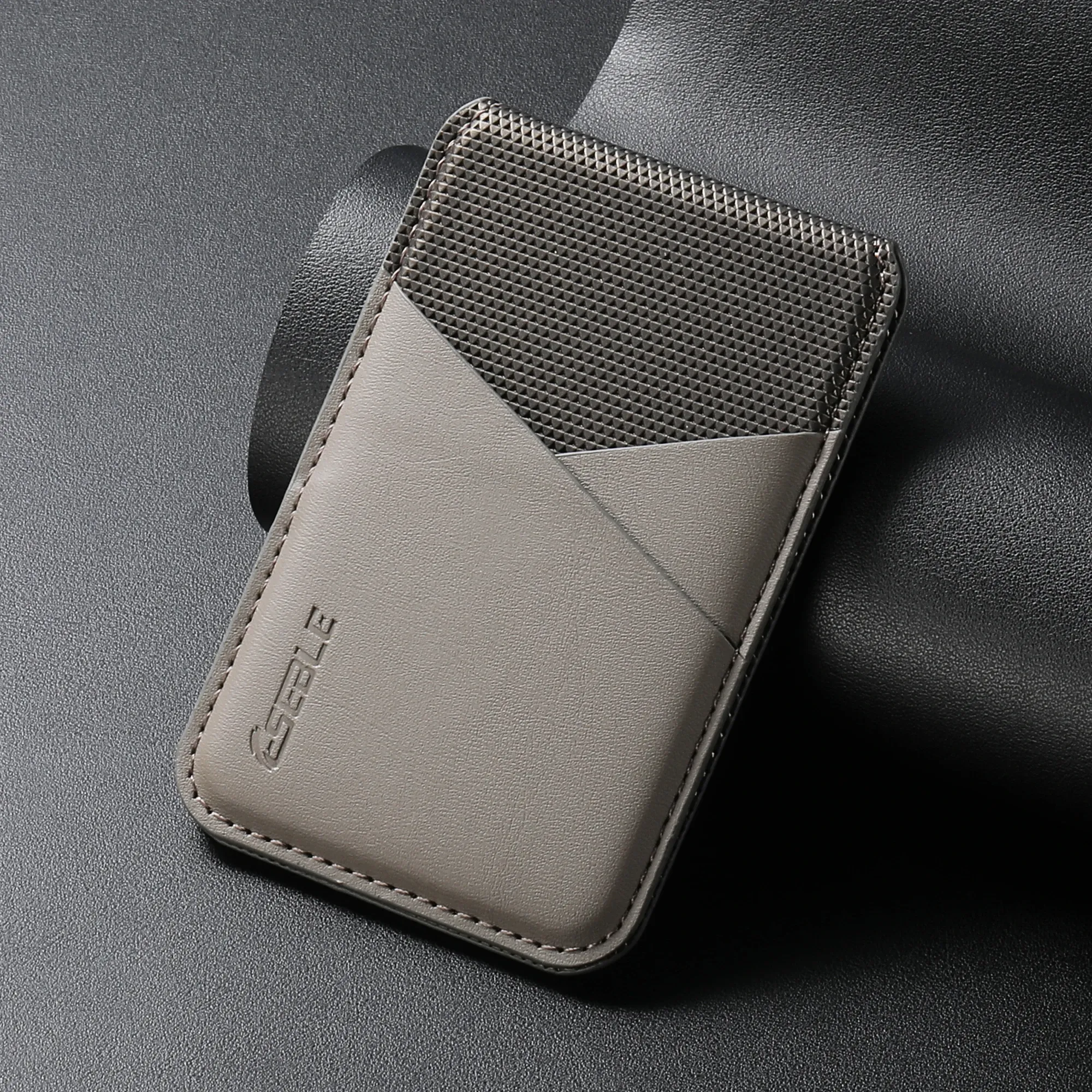 Portefeuille de luxe en cuir pour cartes de visite, porte-cartes compatible MagSafe pour iPhone et Samsung Galaxy, design géométrique fin 7