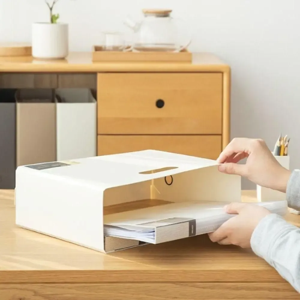 Boîte de rangement pliable A4 en plastique, grande capacité, pour fournitures de papeterie et de bureau 3