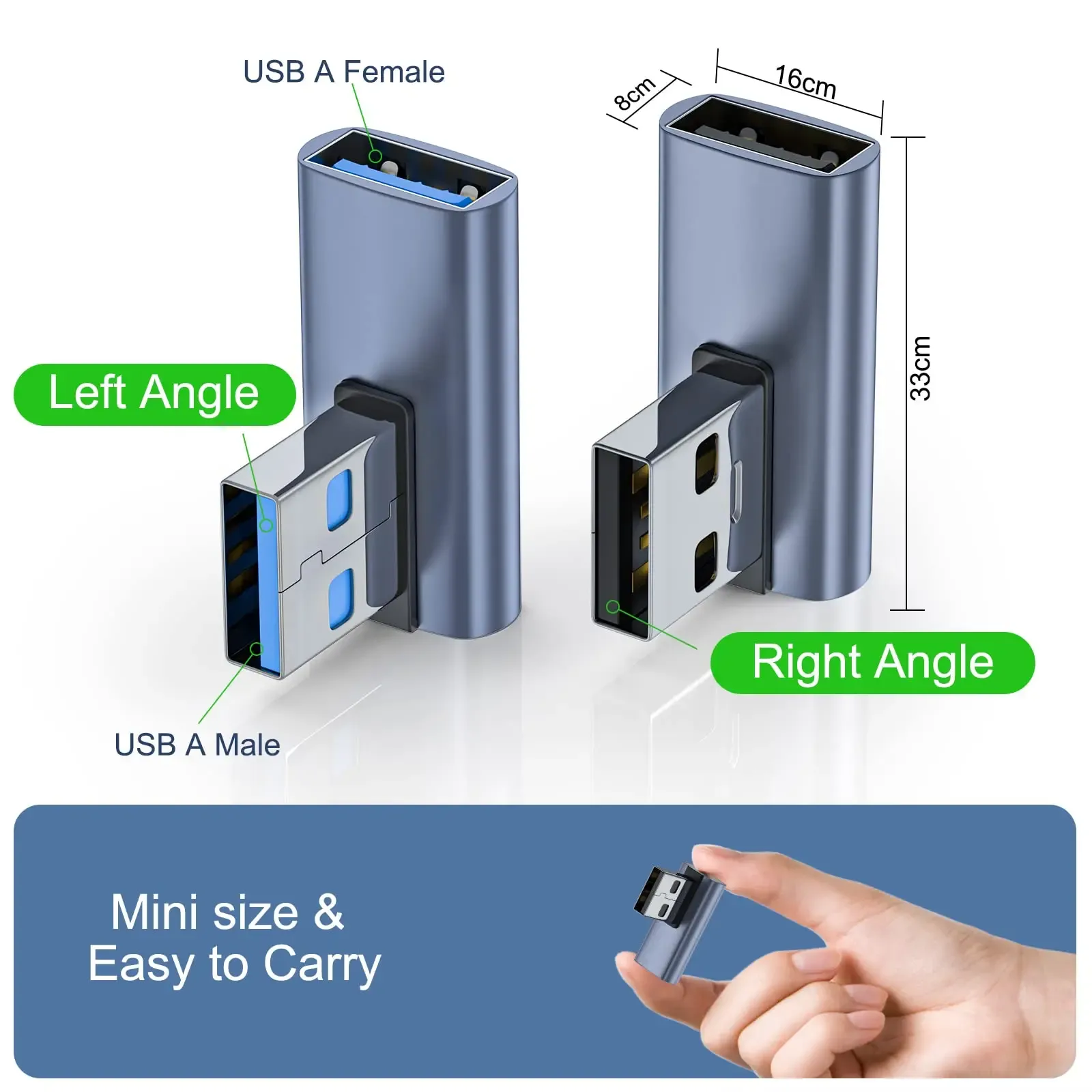 Adaptateur USB à 90 degrés, vue finale du produit