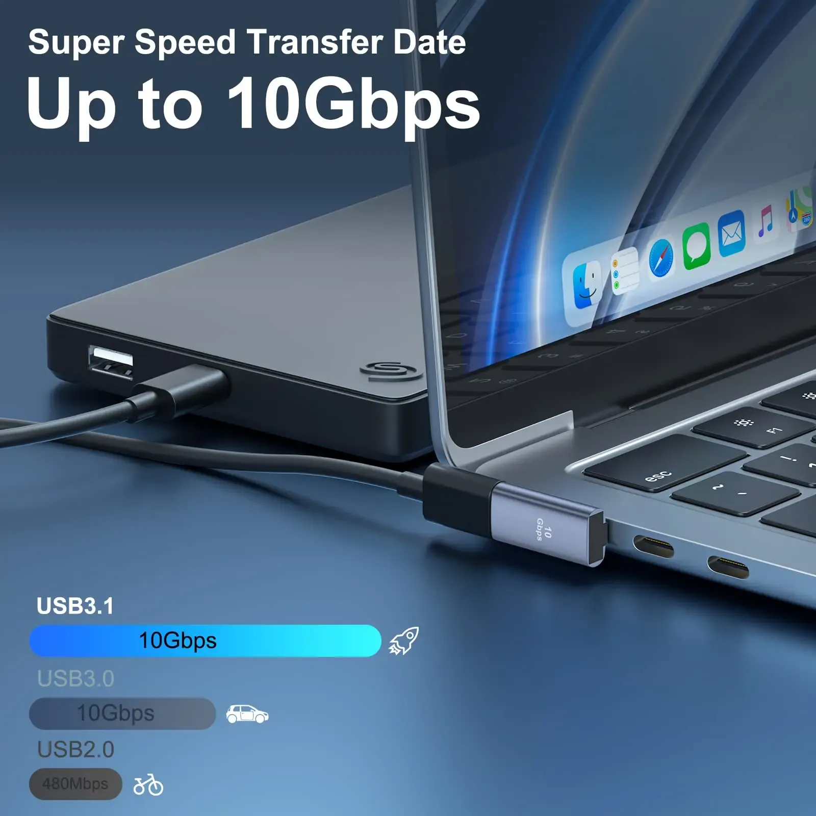 Adaptateur USB à 90 degrés, vue de présentation