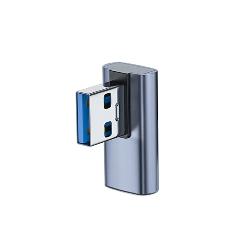 Adaptateur USB 3.1 coudé 90 degrés, USB-A mâle vers USB-A femelle, pour ordinateur portable, chargeur de voiture, batterie externe et la plupart des appareils USB 8
